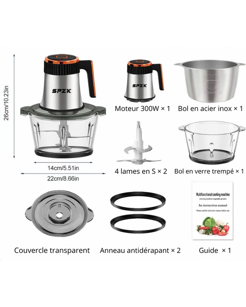 SPZK Hachoir Électrique Pro — 300W | Inox & Verre
