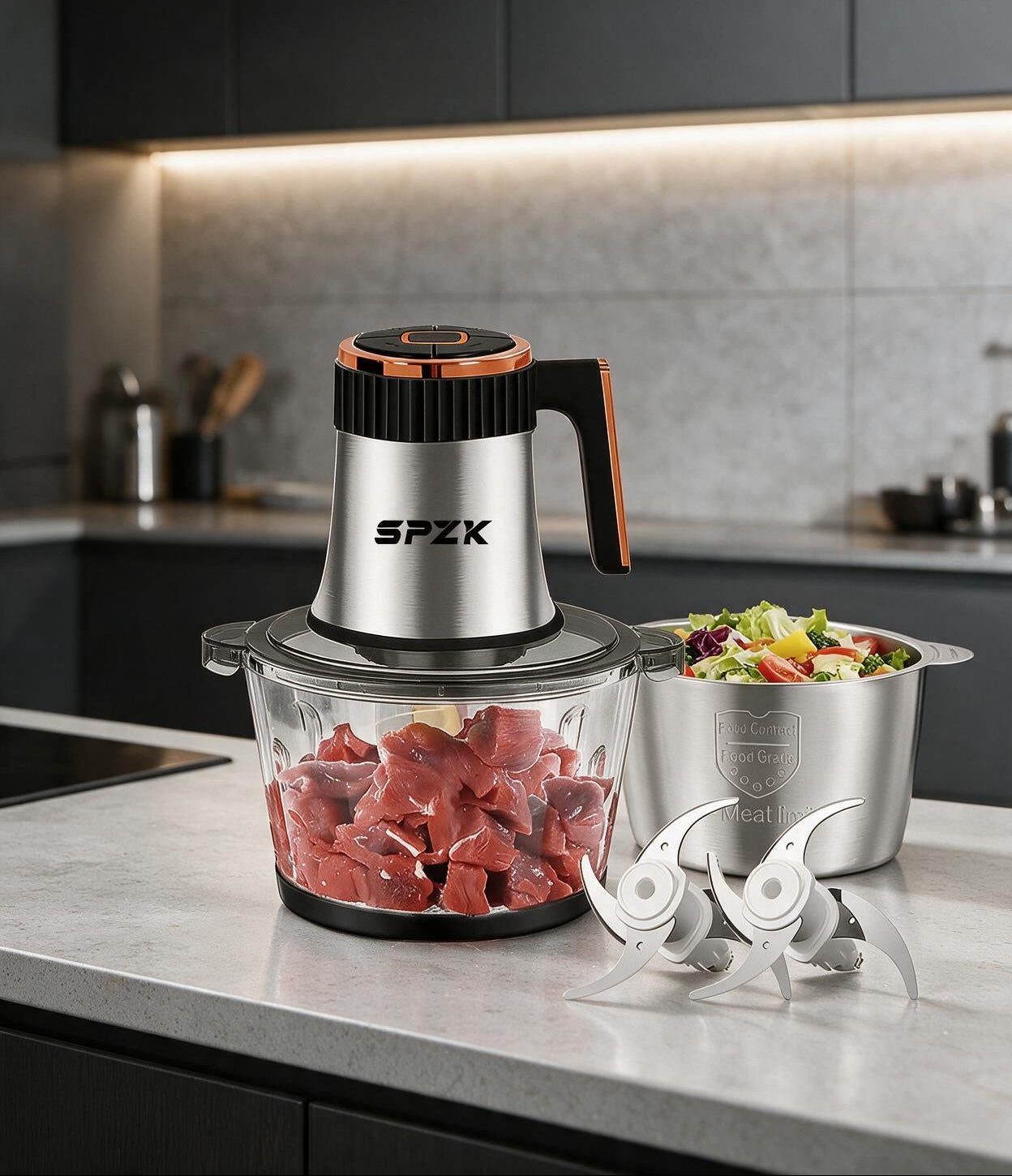 SPZK Hachoir Électrique Pro — 300W | Inox & Verre